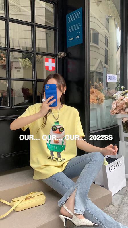 Original price 50.76! [our] Korean fashion glasses Penguin short sleeve T-shirt 8028# LSW