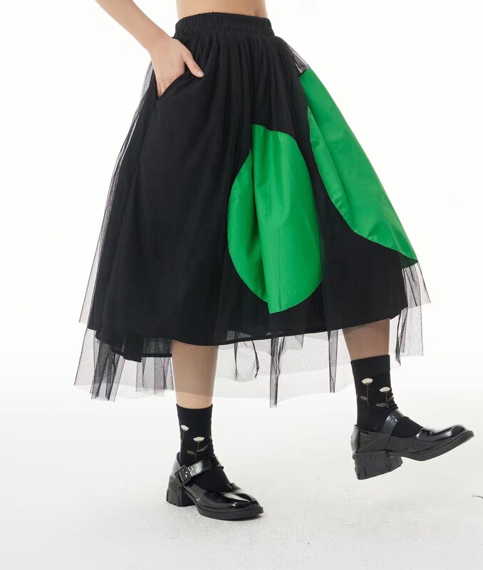 New in early summer! [size] Korean color blocking design, versatile skirt 65908# LSW