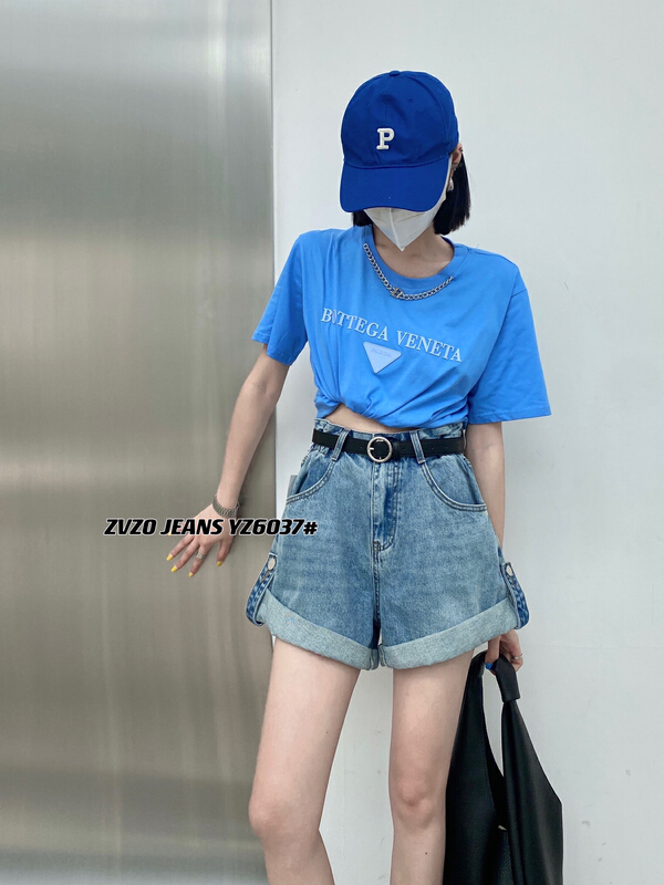 goods in stock! New in early summer! [zvzo] crimped high waist fashion denim shorts (with belt) yz6037# CLS