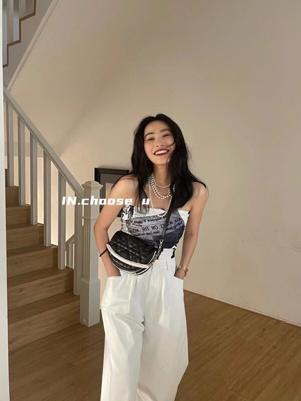 New in early summer! [in. Choose u] irregular printing newspaper bra 66216# zxl