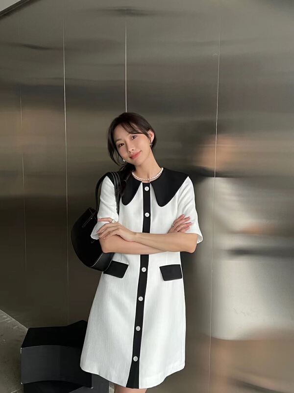 goods in stock! New in early summer! [context sense] contrast color small fragrance exquisite aging dress tts1417# CLS