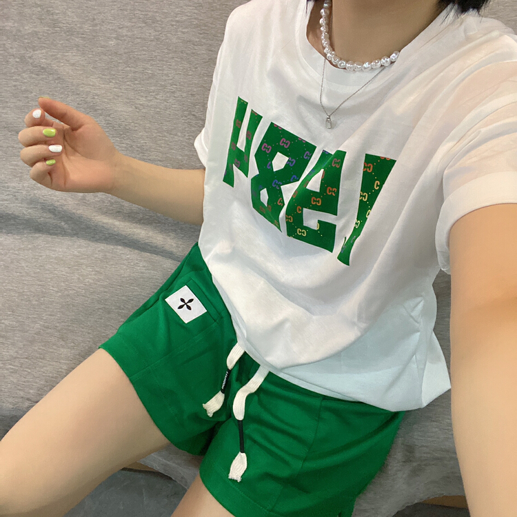 [Qijia +] personalized printing loose Casual Short Sleeve T-shirt 7516# zyh