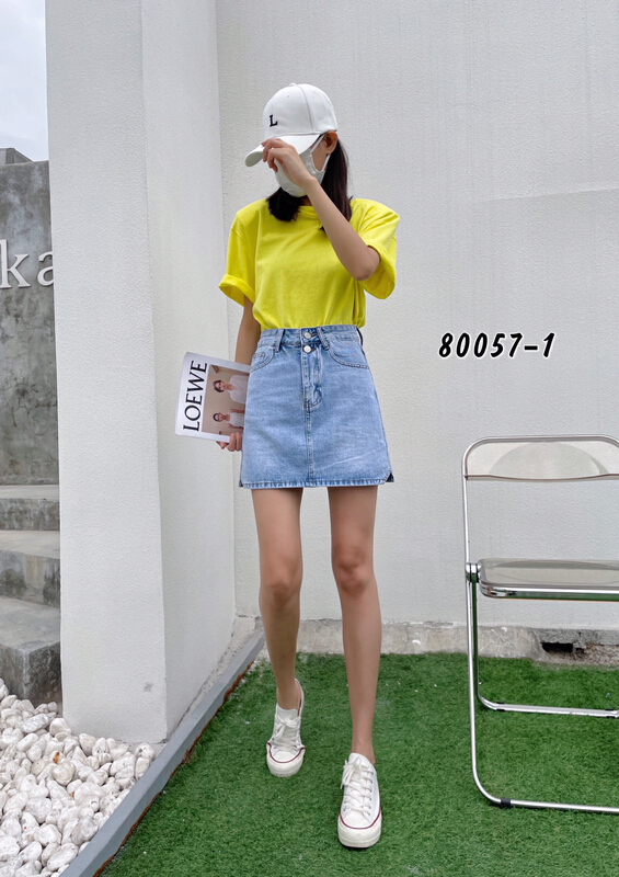 [Mina] Korean fashion casual denim skirt 80057-1# LSW