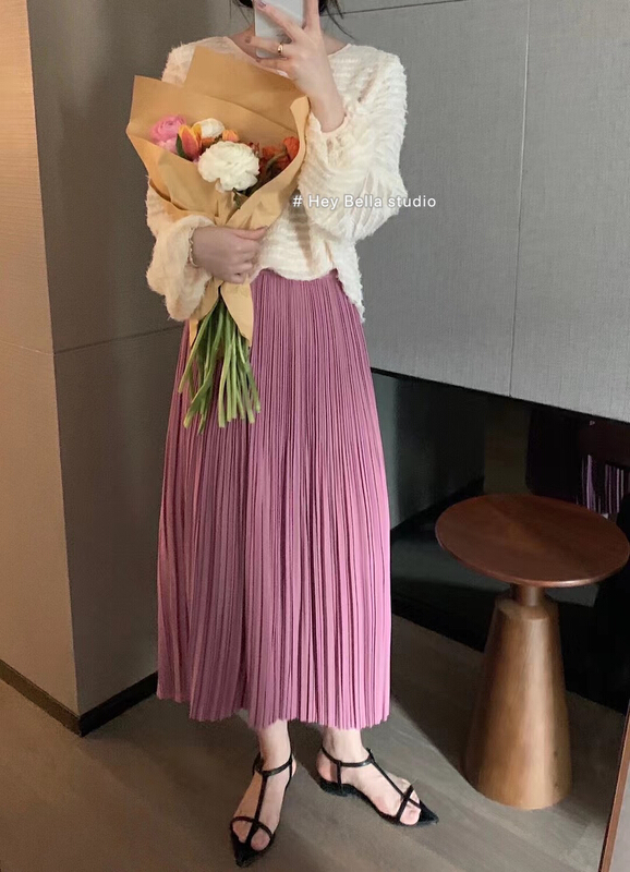 【HEY BELLA】Korean High Waist Heavy Industry Pleated Skirt B1158# LL