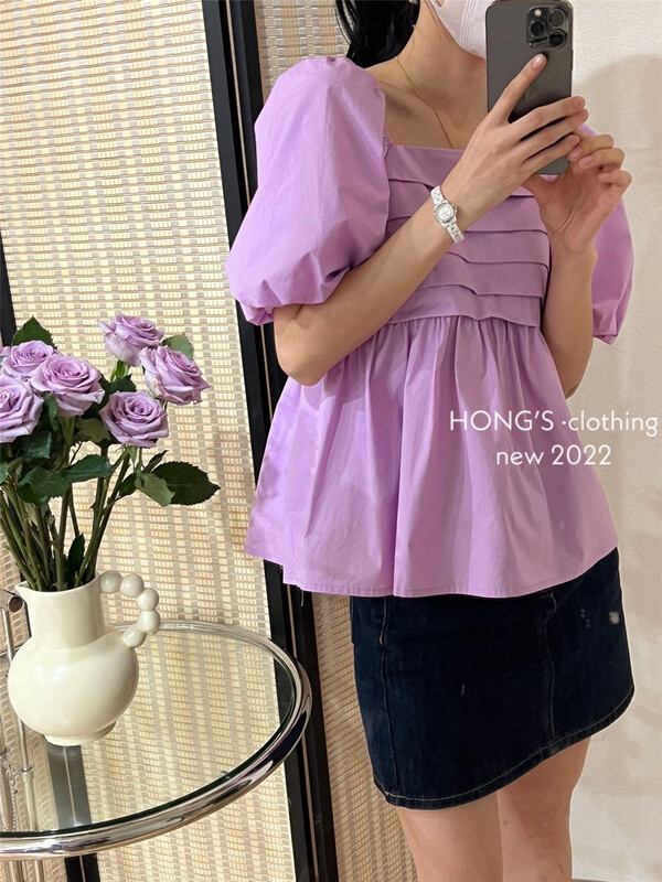 [Hong's] slim bubble sleeve comfortable blouse 2822# ll