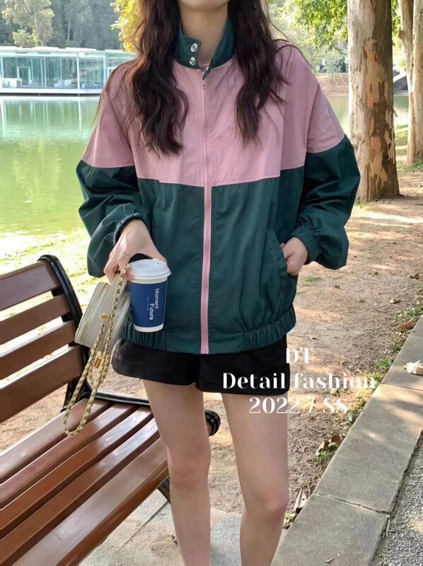 New year in early spring! [DT] Korean color blocking loose casual sunscreen jacket 9716# lwy