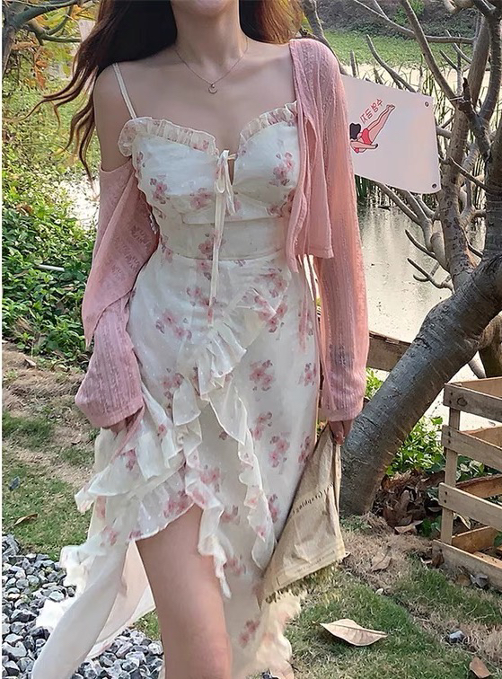 [w design] floral suspender dress + lady cardigan suit 93011# WPL