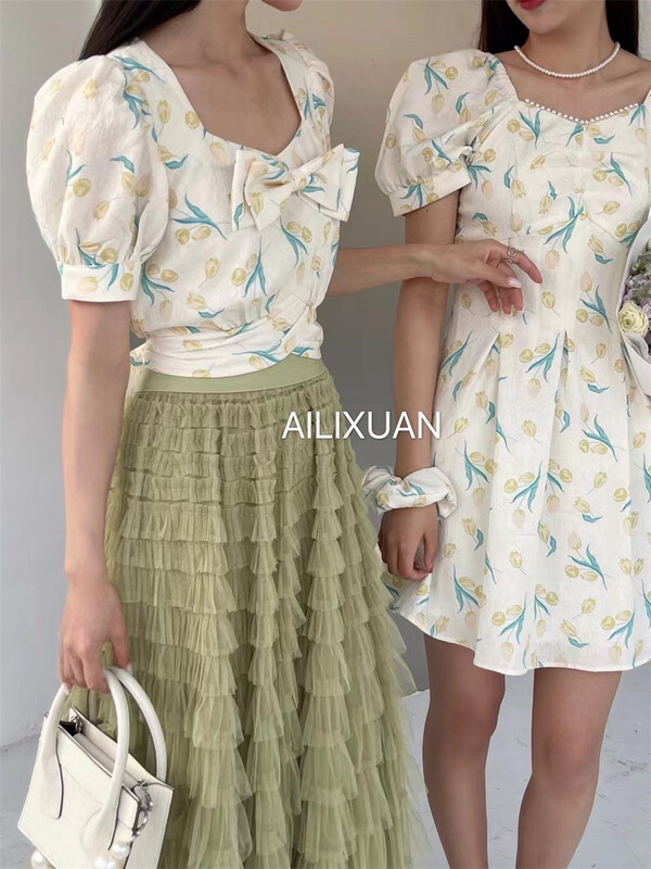 [alixuan] French floral short shirt 6131# zxx