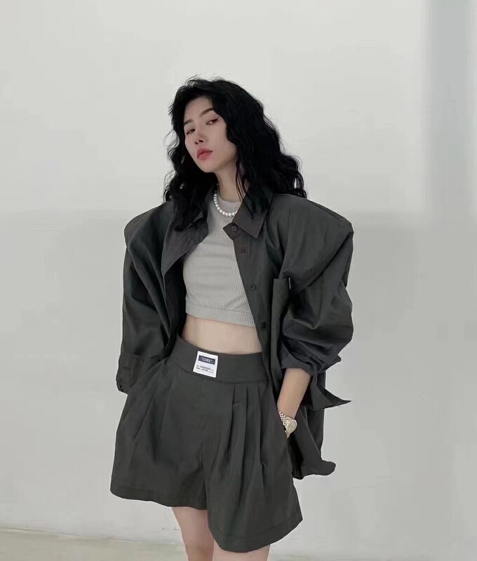 [East room] Korean solid color shirt + casual versatile Shorts Set 9305# WTT