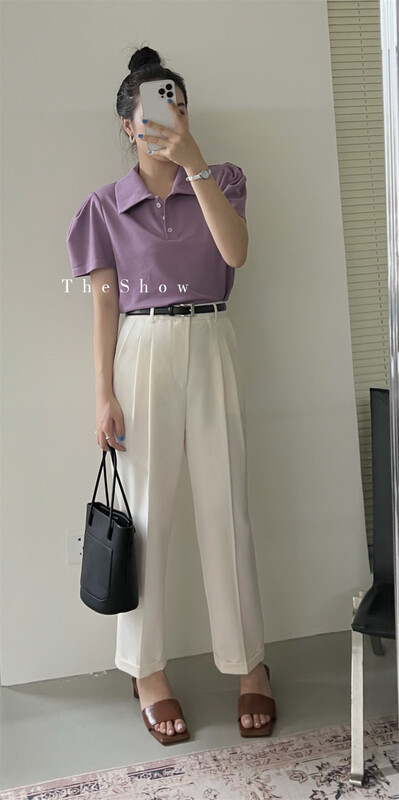 goods in stock! [the show] simple solid color texture nine point thin trousers ys1-60128# CLS