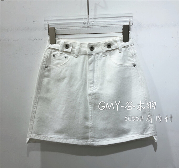 【谷木羽】韓系A字牛仔半身裙  6056#  ZJY