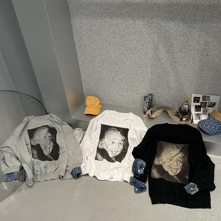 [bobo1972] funny portrait printed loose sweater 227973# ozq