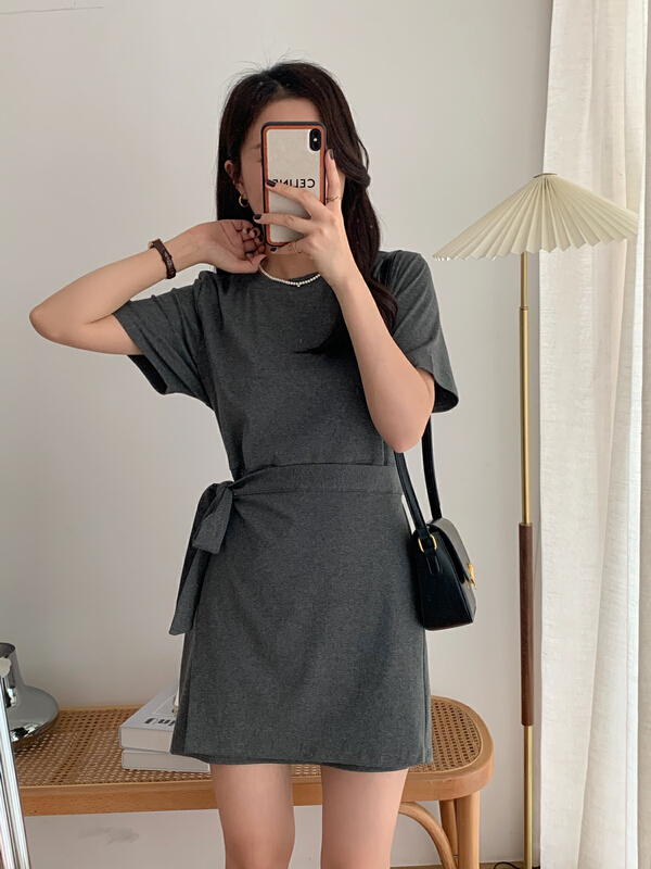 New year in early spring! [victory. 2] Korean fashion side strap fake two piece dress b48# WPL