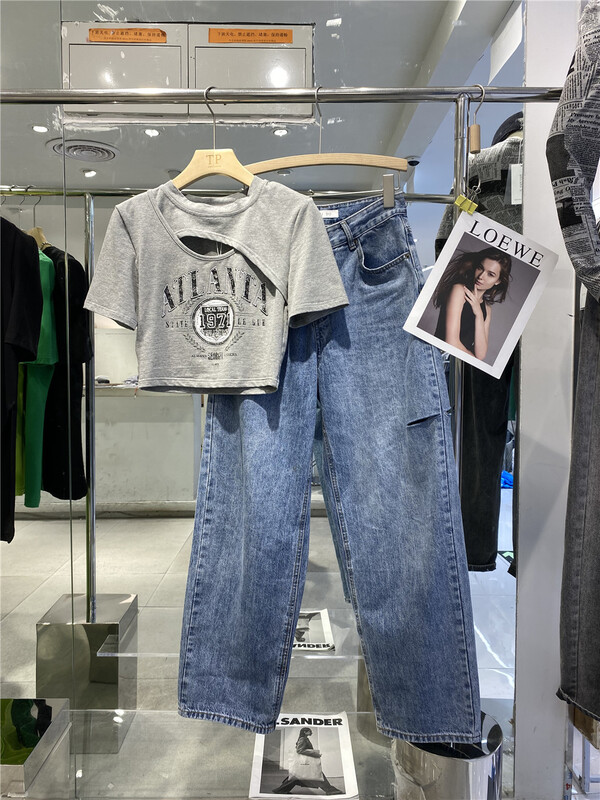 New in early summer! [Du. Du] casual fashion letter printed short sleeved T-shirt 9068# WPL