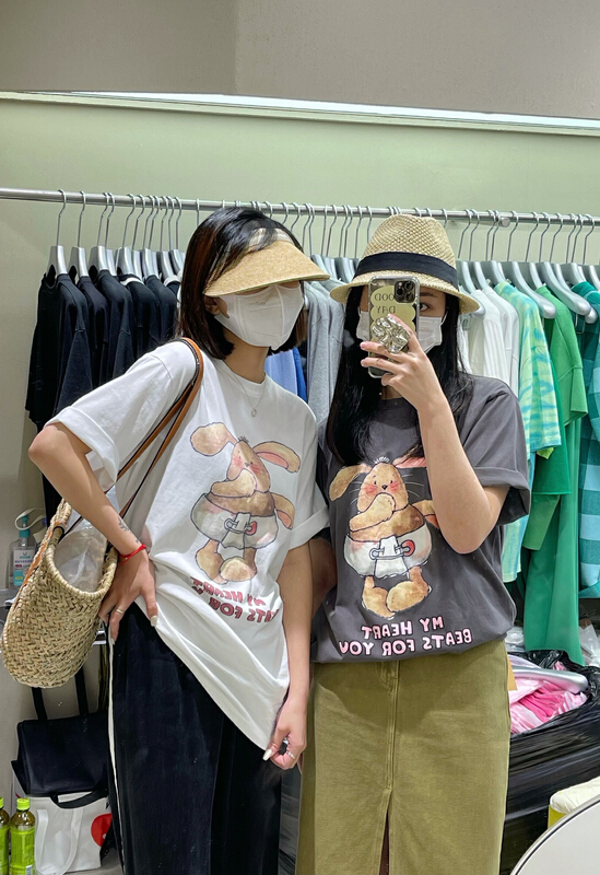 [attitude] round neck cute pattern printed short sleeve T-shirt aq4359# ozq