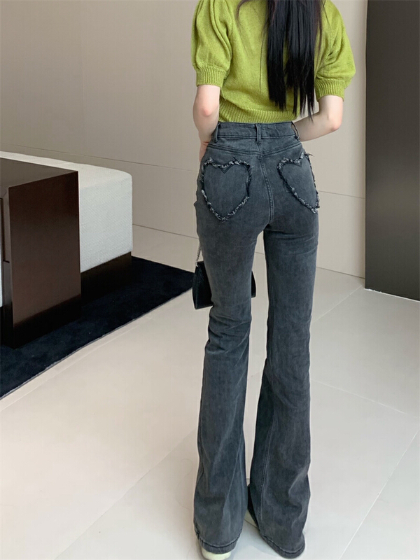 New in early summer! [vitality YDY] Korean version of high waist, slim and slightly ragged jeans 4544# LSW