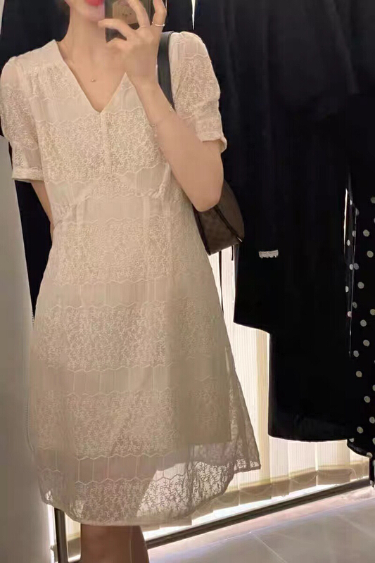 [RS] V-neck hook flower V-neck dress rs8085# XYY