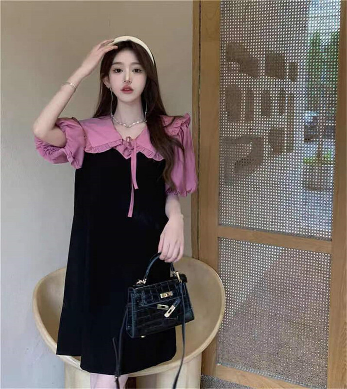 [Xiangli] Korean fake two piece baby collar dress 8506# PCZ
