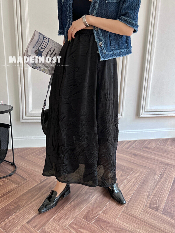 goods in stock! Early spring! [OSHA madeinost] irregular wrinkled elegant long skirt 86172# ll