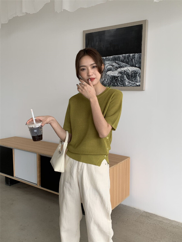 goods in stock! New in early summer! [ohhhh] simple and versatile fashion solid color sweater 1323# CLS