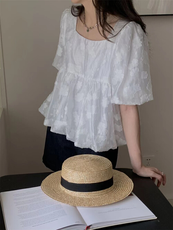 [the nice] Korean style square neck versatile shirt a9197# hjy