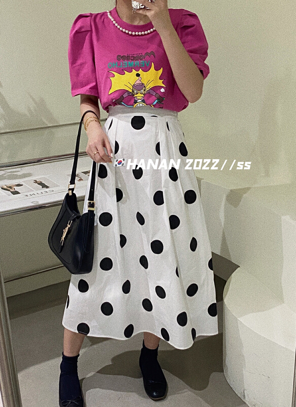 New in early summer! [Hanan] Korean version dot loose umbrella skirt 6911# LSL