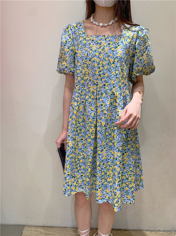[sugar offices] sweet floral bubble sleeve dress 1182# HBx