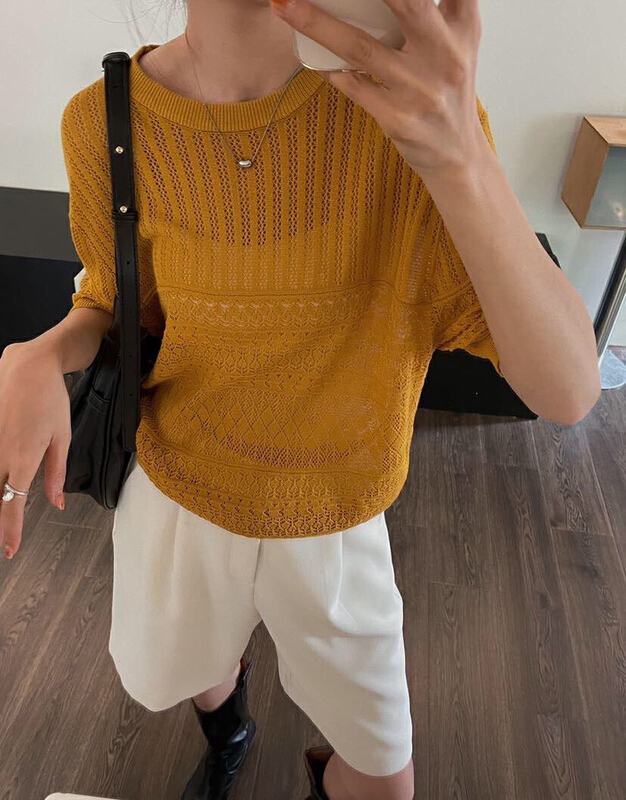 [soul] round neck short sleeve Korean casual loose slim sweater at18103221tm# CLS