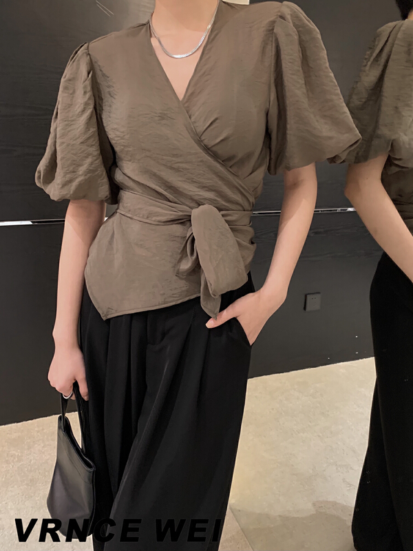 New in early summer! [Vince] bandage minimalist Korean shirt 5185# XYJ