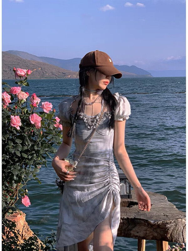 [w design] neck hanging fashion waist closing slim dress 21401# WPL