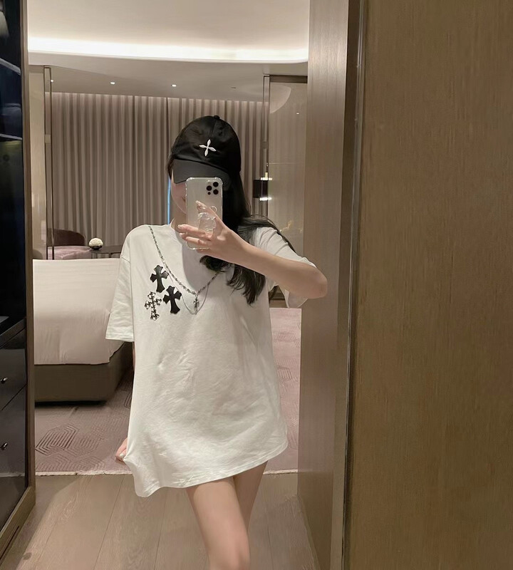 New in early summer! [big C studio] fashion personalized label short sleeved T-shirt (detachable with chain) 1002# PCZ