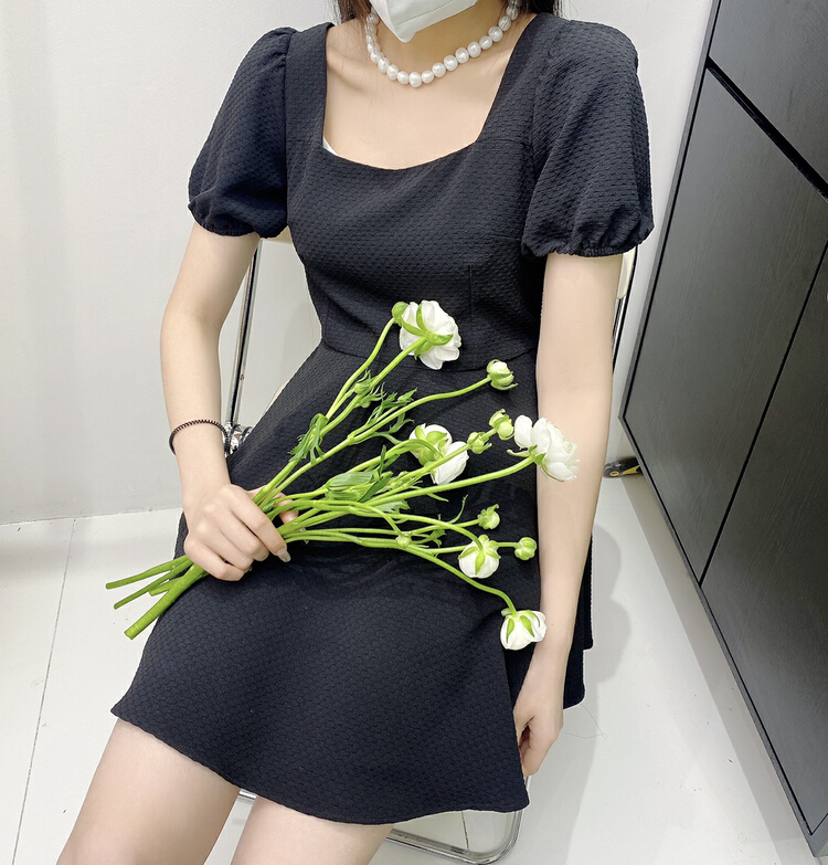 New in early summer! [BL Bertie Leah] elegant and versatile square neck dress 23236# XYJ