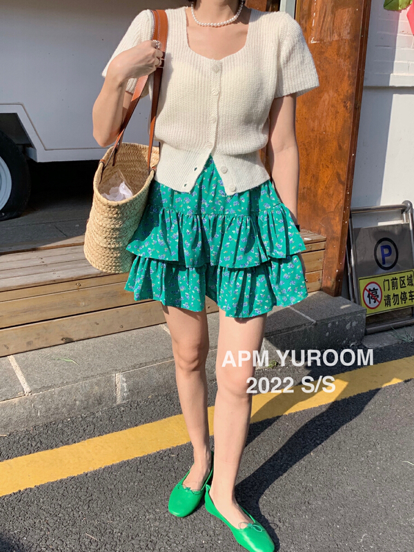 New in early summer! [APM yuroom] versatile sweet high waist floral skirt 22183# LSL