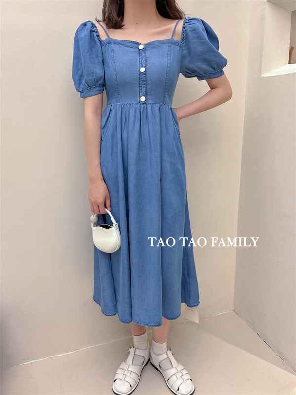[Taotao family] nostalgic wash cotton short sleeved Korean dress 3657# lwy