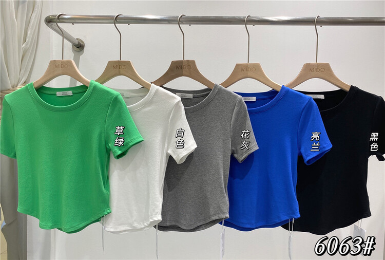 New in early summer! [Mido] round neck irregular fashion short sleeve T-shirt 6063# LSL
