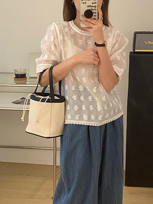 [tototellme] simple lady jacquard blouse 20488# HBx