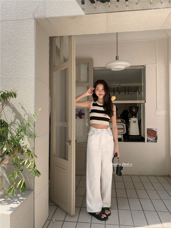 [best u] Korean round head striped knitted vest / sling 251# LSW