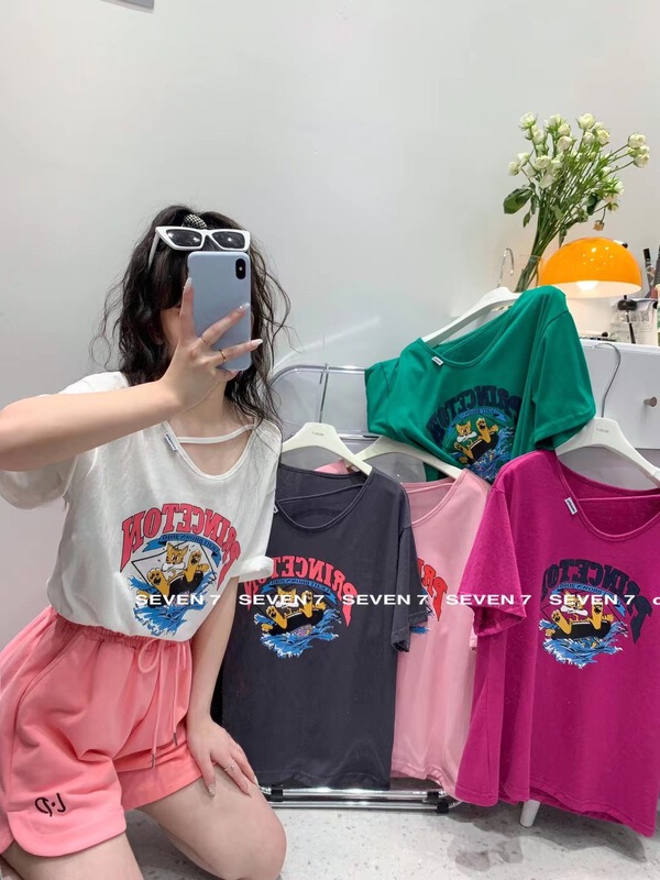 [seven 7] Korean print Pullover short sleeve T-shirt 8188# WTT