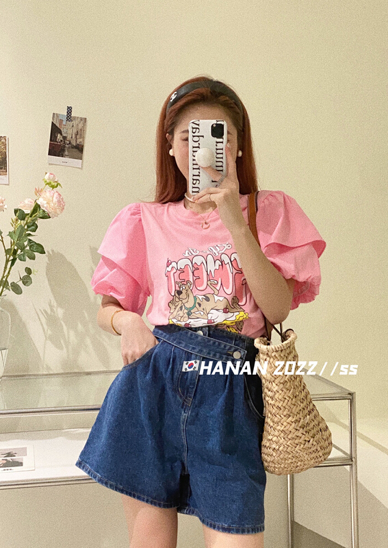[Hanan] Korean versatile loose large short sleeve T-shirt ys1-6188# LSL
