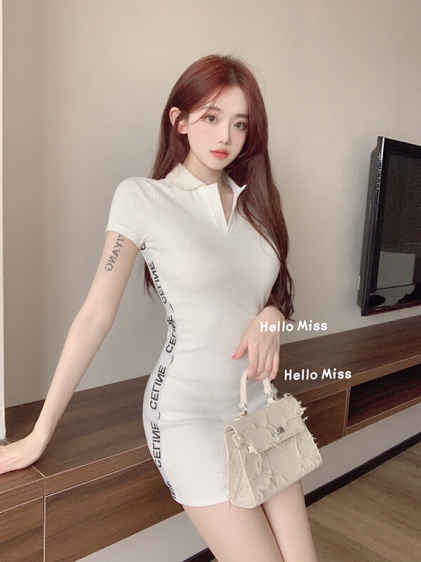 New in early summer! [Hello Miss] Korean version of spice girl's waist closed and thin arm wrapped dress 6212# PCZ