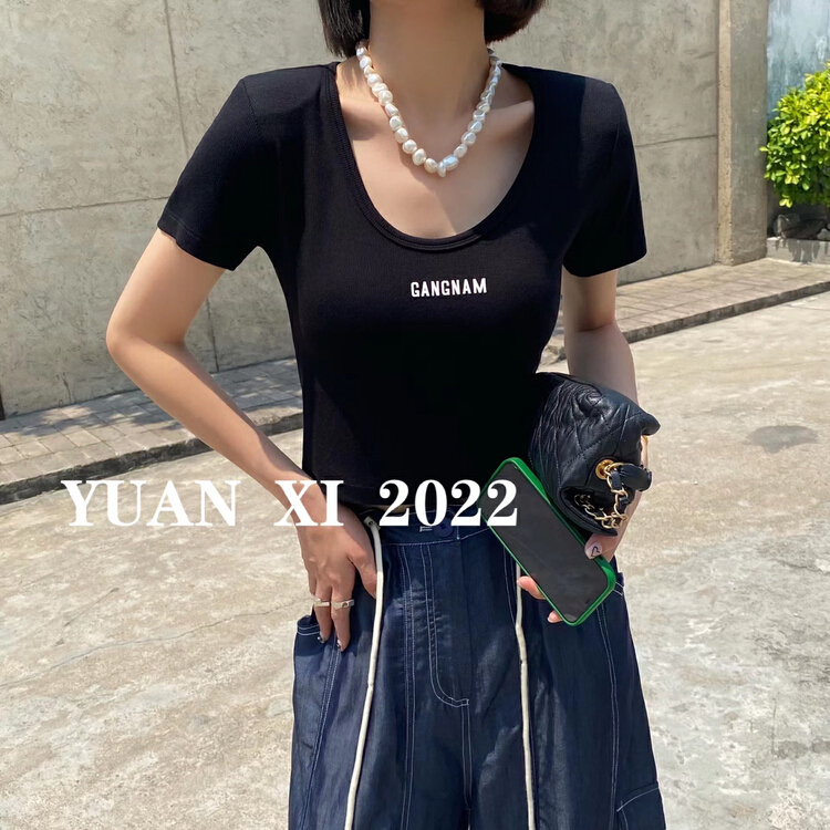 goods in stock! [Yuanxi] simple and versatile letter short sleeve T-shirt ys1-3040# LSL