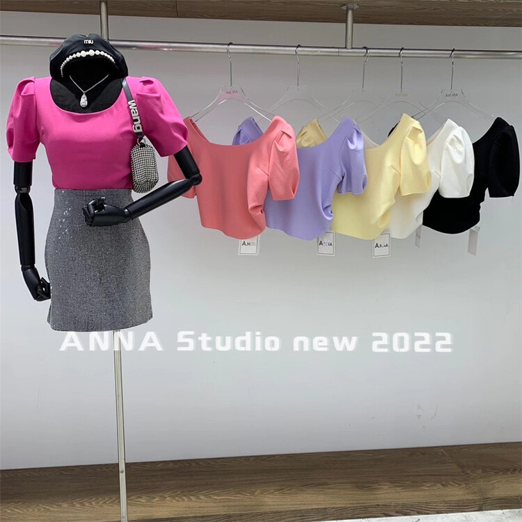 New in early summer! [Anna] simple and versatile solid short shirt 5532# JJ
