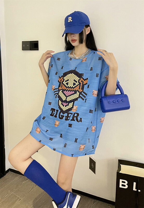 [3 + 2] cartoon round neck Korean Short Sleeve T-shirt 3191# WPL