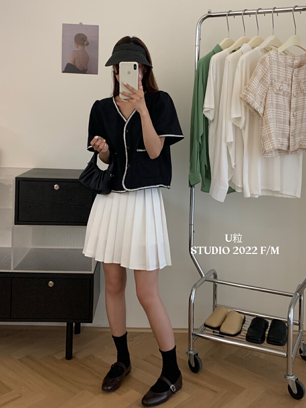 goods in stock! New in early summer! [U grain] Korean solid color pleated slim skirt 9188# HBx