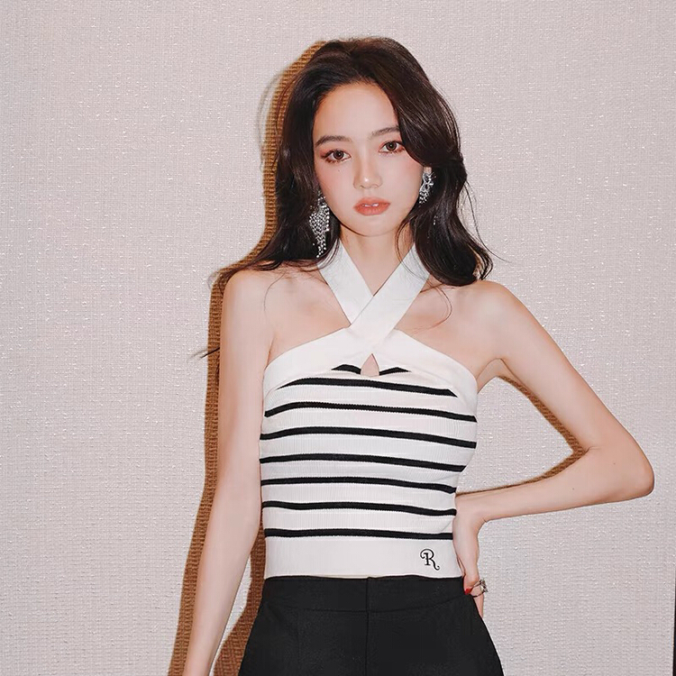 New in early summer! [F.P.] neck stripe versatile vest / suspender 44129# HBx