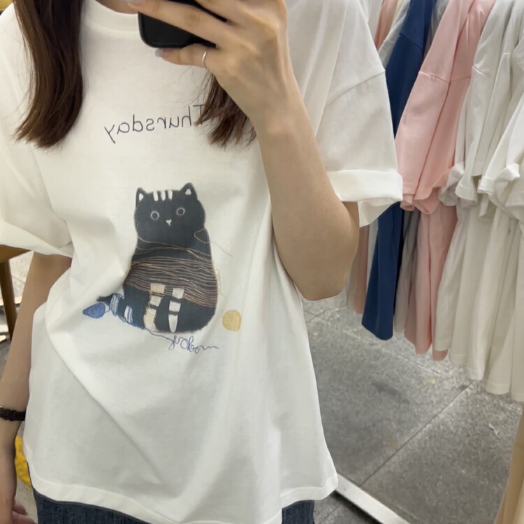 [Libai Li Bai] Korean cartoon cartoon printed short sleeve T-shirt 2823-4# ll