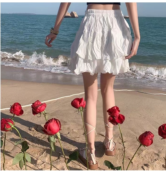 [YG] small group sweet high waist thin elegant temperament layered skirt 6466# lwy
