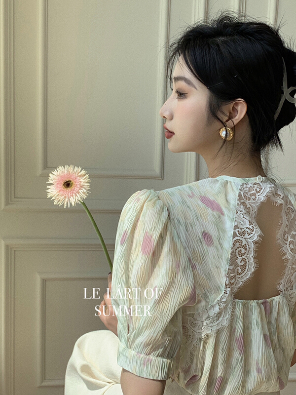 goods in stock! New in early summer! [le lart] high fashion bubble sleeve blouse (only selling blouses) ll5434# XYJ