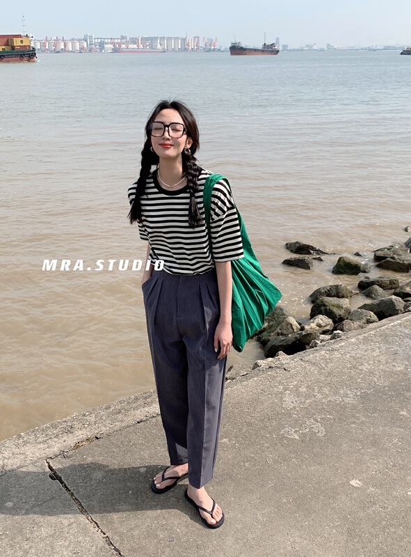 goods in stock! New year in early spring! [MRA] commuter temperament versatile elastic waist loose trousers j2133# zxl