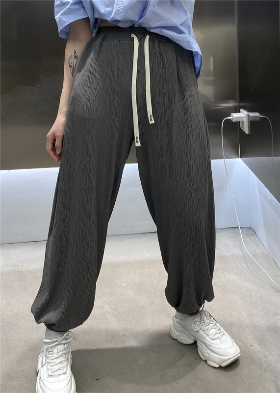 [we home] drawstring color matching comfortable casual pants 2154# L